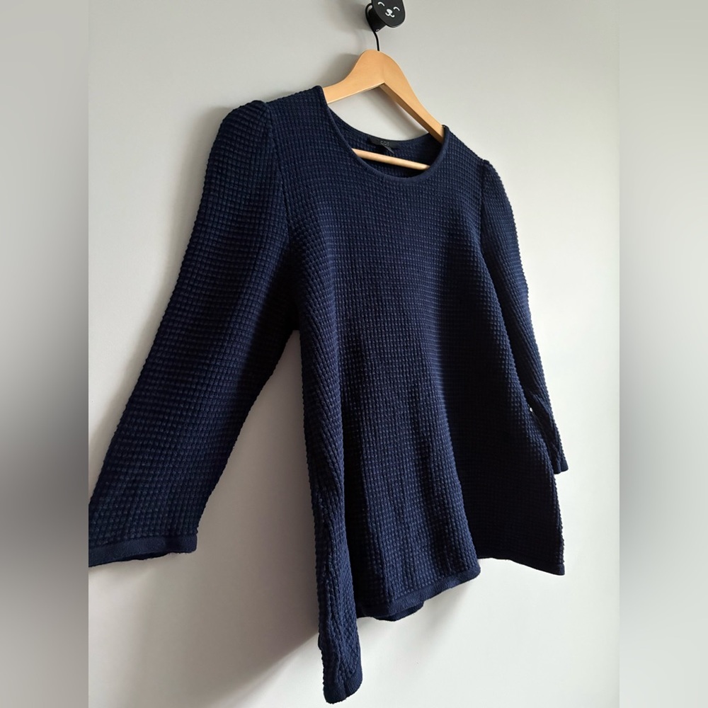 COS Navy Blue Waffle Knit Cotton Sweater | Size Medium - Picture 3 of 6